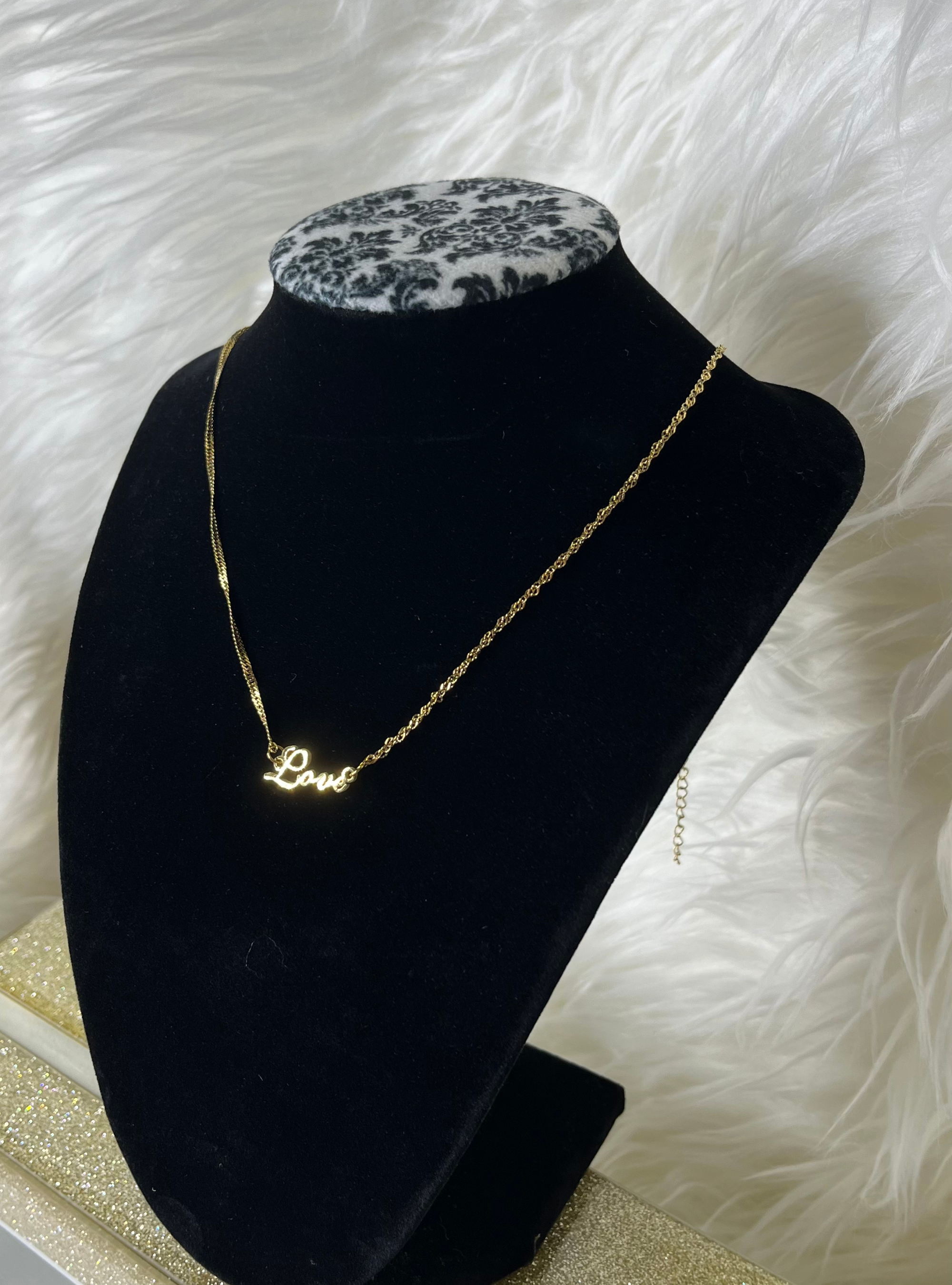 Love Infusion 18K Gold Plated Stainless Steel Word Necklace