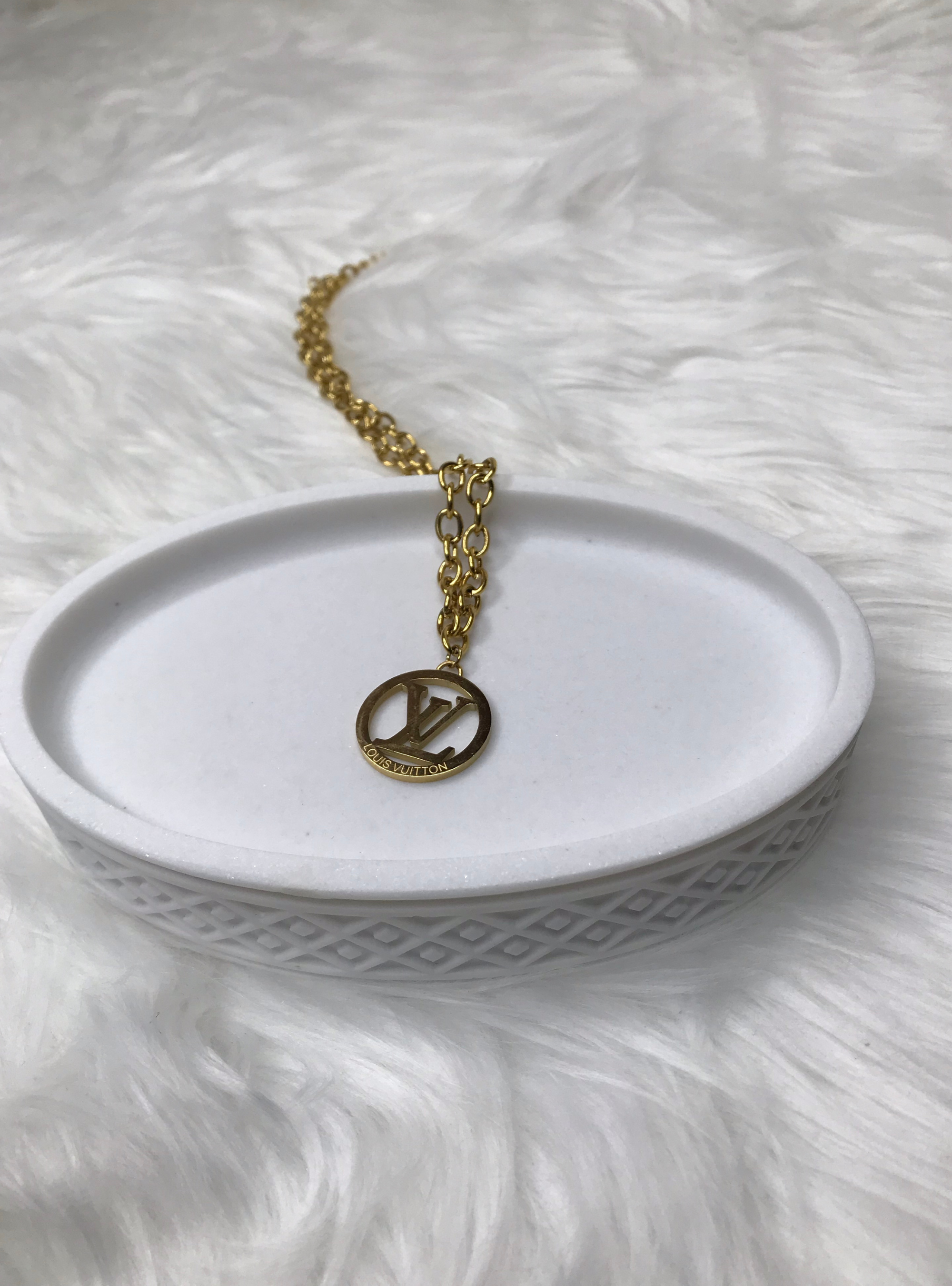 SOLD OUT Rework Vintage Louis Vuitton White LV Necklace