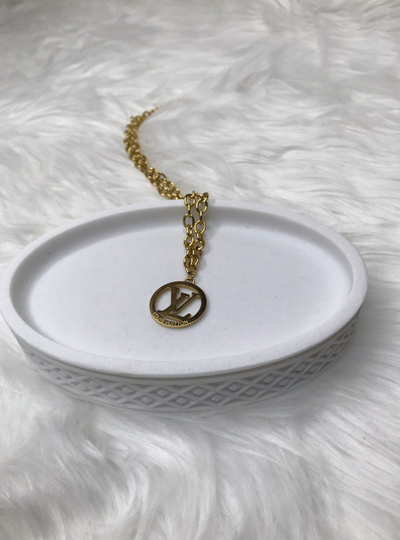 Louis Vuitton Vintage Monogram Bar and Circle Pendant Necklace