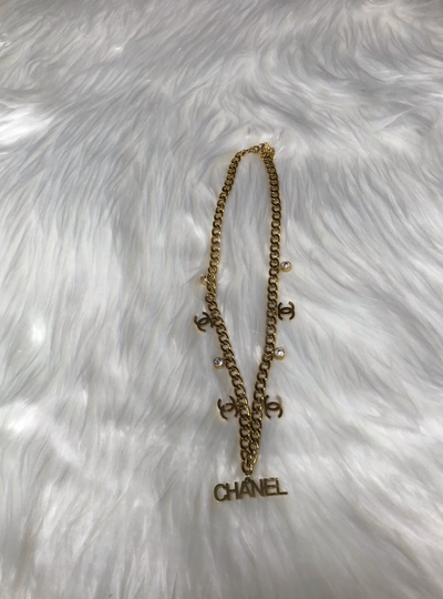 Vintage Chanel Necklace with Crystals and CC Charm