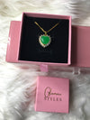 Jade Green Heart Pendant Necklace Green