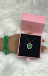 Jade Necklace & Healing Bracelet Set Green